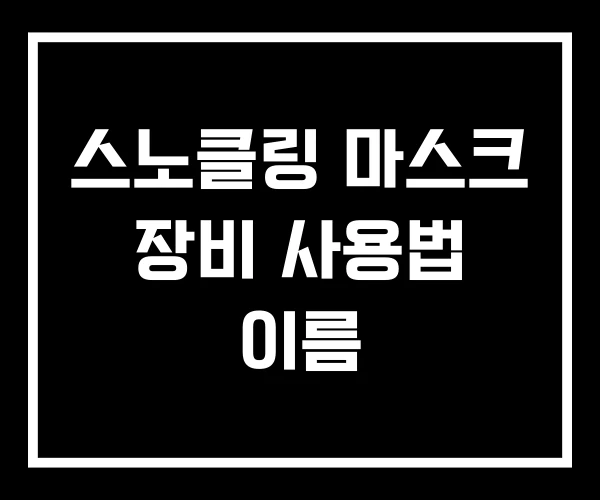 스노클링 마스크 장비 사용법 이름