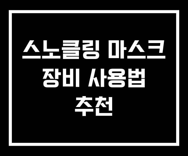 스노클링 마스크 장비 사용법 추천