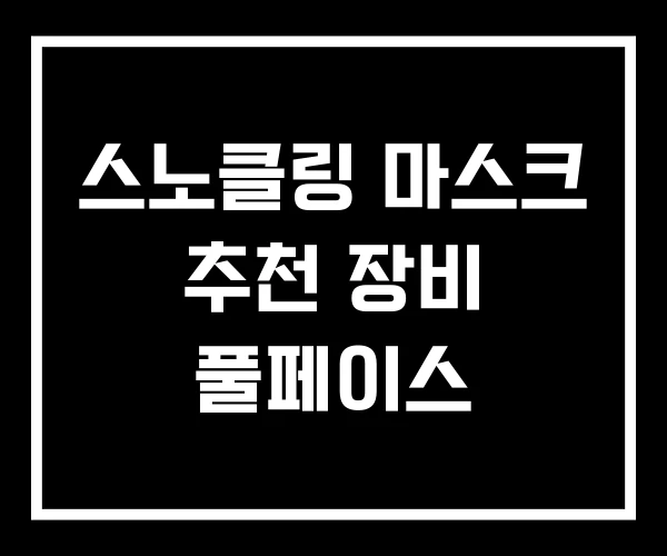스노클링 마스크 추천 장비 풀페이스