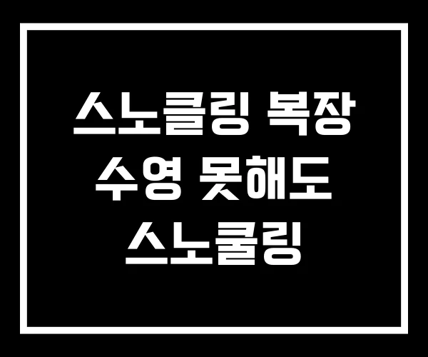 스노클링 복장 수영 못해도 스노쿨링