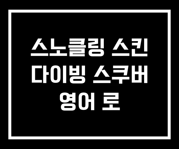 스노클링 스킨 다이빙 스쿠버 영어 로
