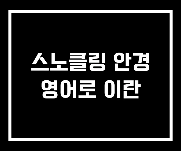 스노클링 안경 영어로 이란