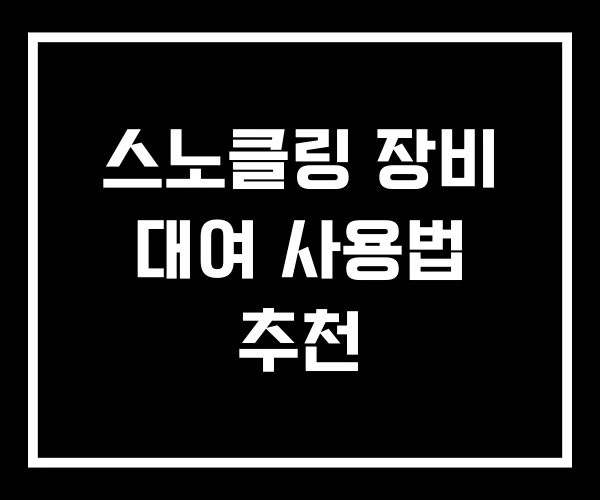 스노클링 장비 대여 사용법 추천
