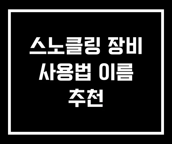 스노클링 장비 사용법 이름 추천