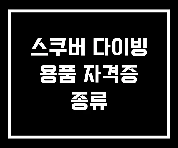스쿠버 다이빙 용품 자격증 종류