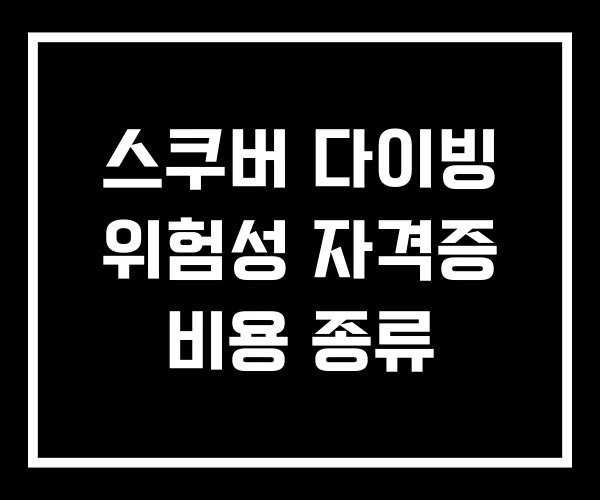 스쿠버 다이빙 위험성 자격증 비용 종류
