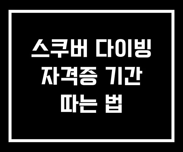 스쿠버 다이빙 자격증 기간 따는 법