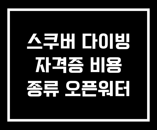 스쿠버 다이빙 자격증 비용 종류 오픈워터