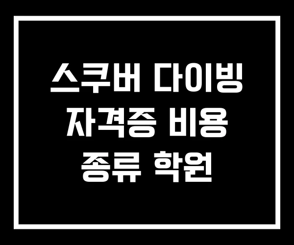 스쿠버 다이빙 자격증 비용 종류 학원 스쿠버 다이빙 자격증 비용 종류 학원
