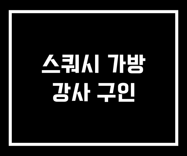 스쿼시 가방 강사 구인