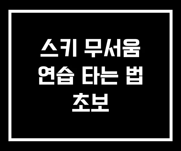 스키 무서움 연습 타는 법 초보