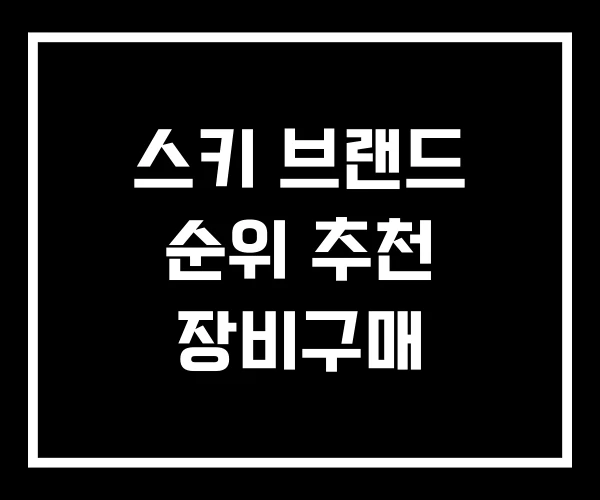 스키 브랜드 순위 추천 장비구매