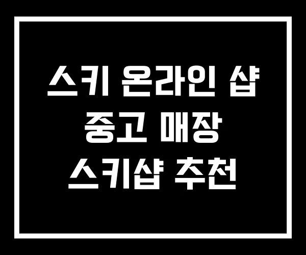 스키 온라인 샵 중고 매장 스키샵 추천