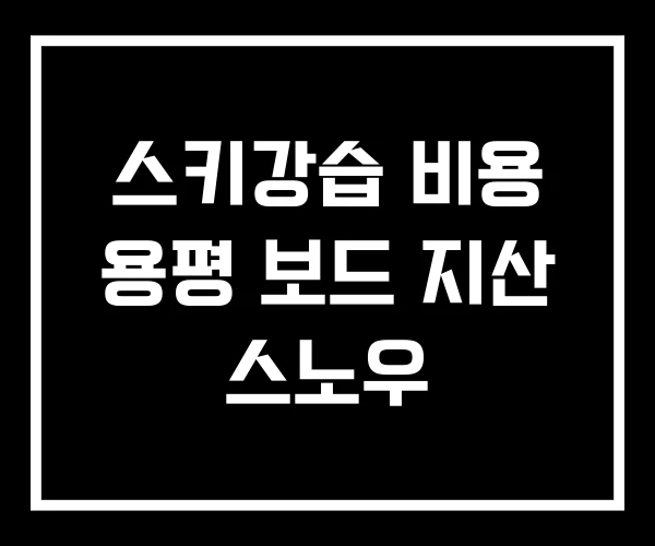 스키강습 비용 용평 보드 지산 스노우