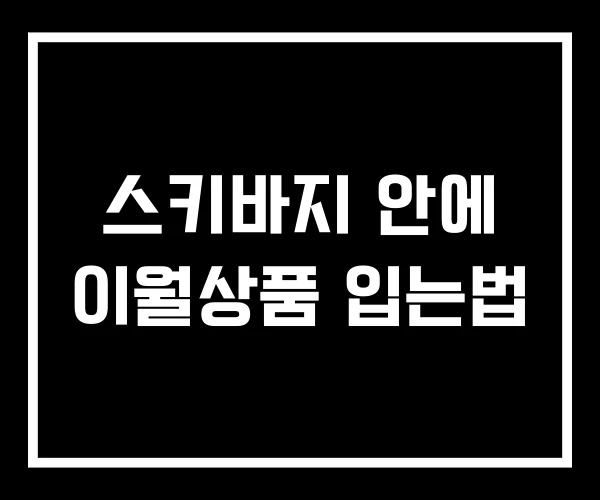 스키바지 안에 이월상품 입는법