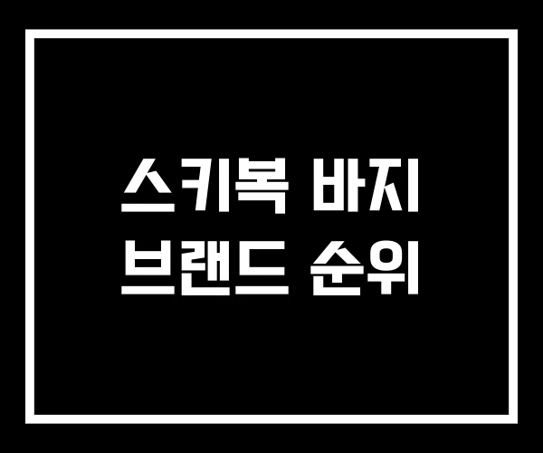 스키복 바지 브랜드 순위