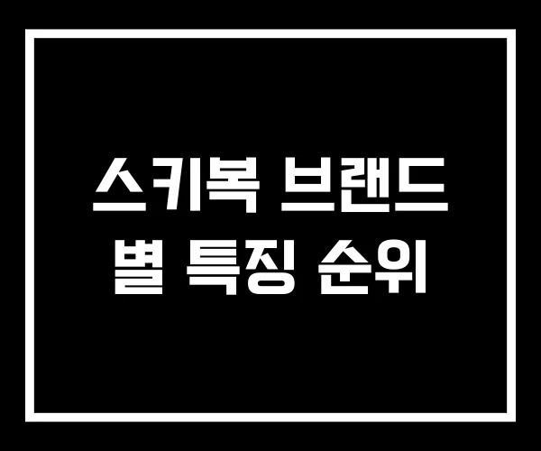 스키복 브랜드 별 특징 순위