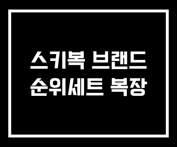 스키복 브랜드 순위세트 복장