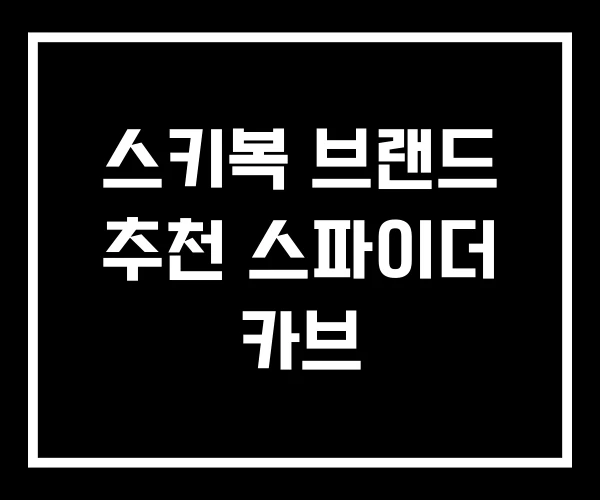 스키복 브랜드 추천 스파이더 카브