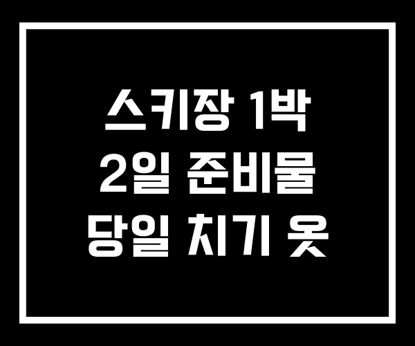 스키장 1박 2일 준비물 당일 치기 옷