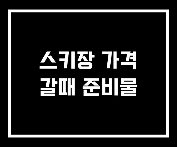 스키장 가격 갈때 준비물