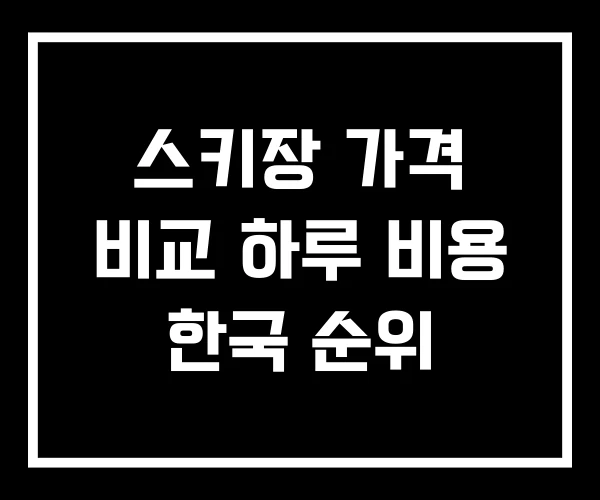 스키장 가격 비교 하루 비용 한국 순위
