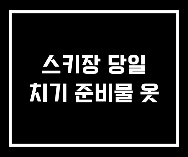 스키장 당일 치기 준비물 옷