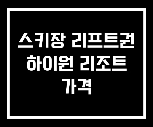 스키장 리프트권 하이원 리조트 가격 스키장 리프트권 하이원 리조트 가격