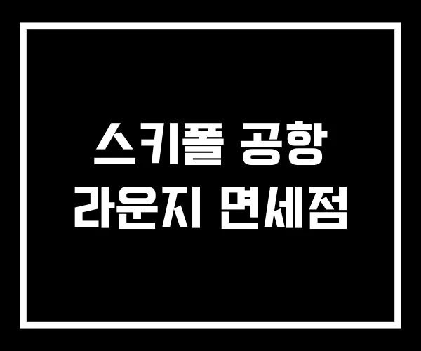 스키폴 공항 라운지 면세점