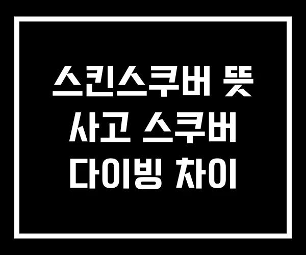 스킨스쿠버 뜻 사고 스쿠버 다이빙 차이