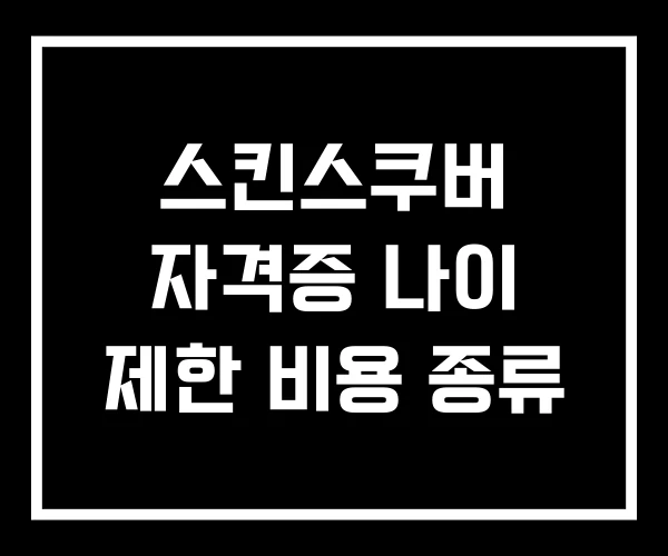 스킨스쿠버 자격증 나이 제한 비용 종류
