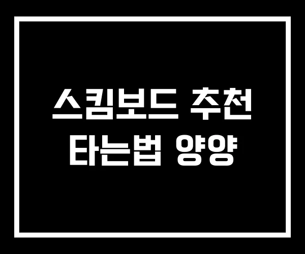 스킴보드 추천 타는법 양양