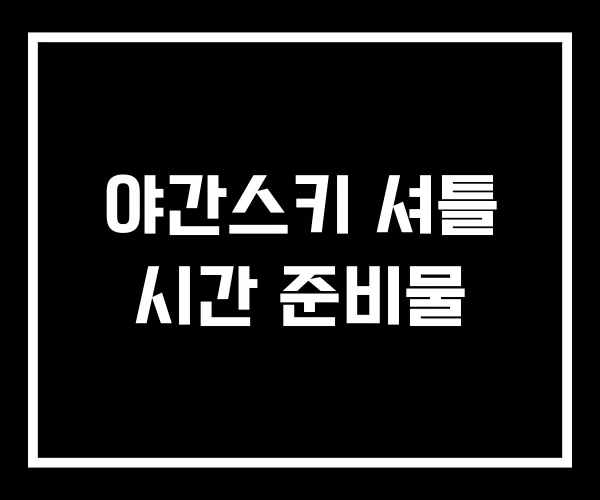 야간스키 셔틀 시간 준비물