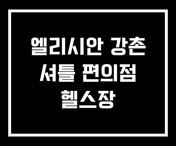 엘리시안 강촌 셔틀 편의점 헬스장 엘리시안 강촌 셔틀 편의점 헬스장
