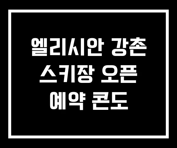 엘리시안 강촌 스키장 오픈 예약 콘도