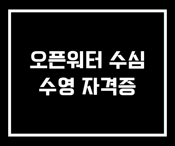 오픈워터 수심 수영 자격증 오픈워터 수심 수영 자격증