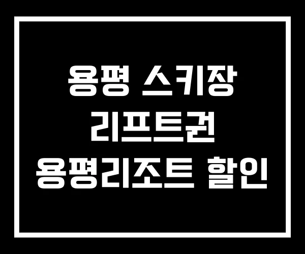 용평 스키장 리프트권 용평리조트 할인
