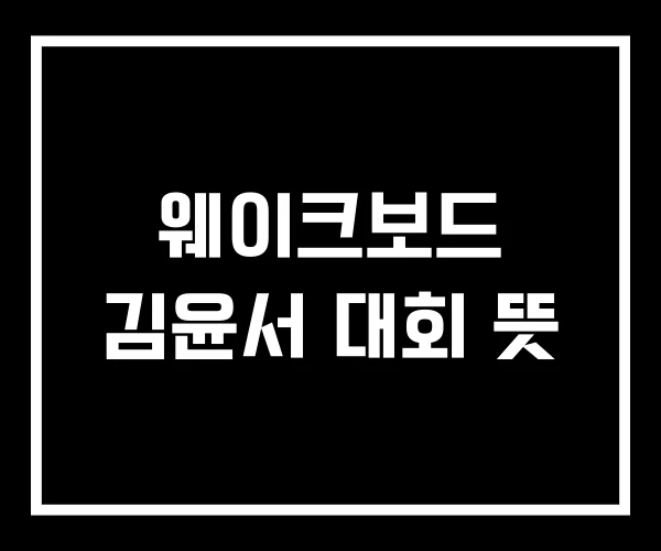 웨이크보드 김윤서 대회 뜻