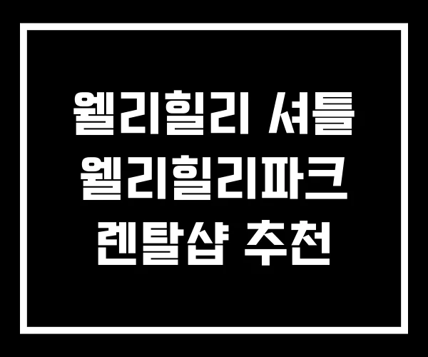 웰리힐리 셔틀 웰리힐리파크 렌탈샵 추천