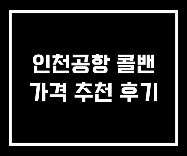 인천공항 콜밴 가격 추천 후기