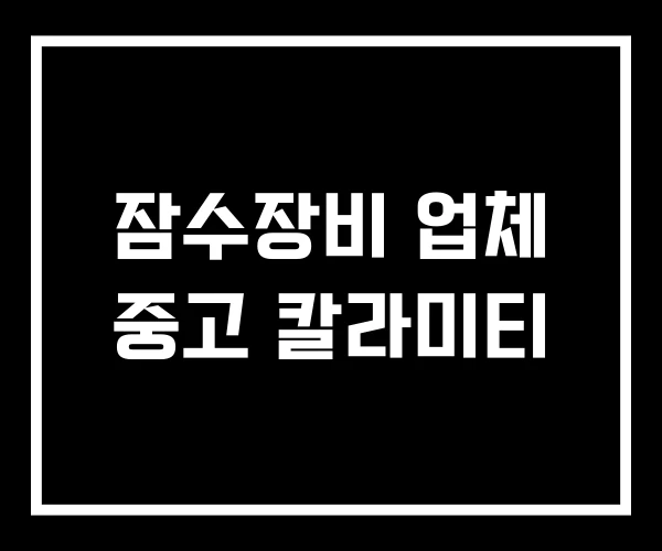 잠수장비 업체 중고 칼라미티