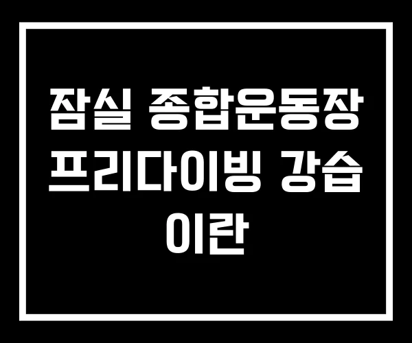 잠실 종합운동장 프리다이빙 강습 이란