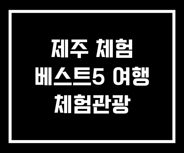 제주 체험 베스트5 여행 체험관광