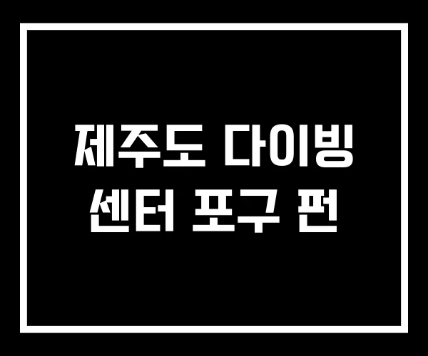 제주도 다이빙 센터 포구 펀