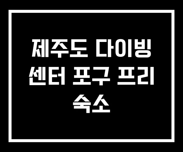 제주도 다이빙 센터 포구 프리 숙소