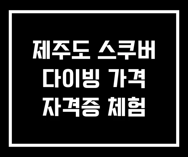 제주도 스쿠버 다이빙 가격 자격증 체험