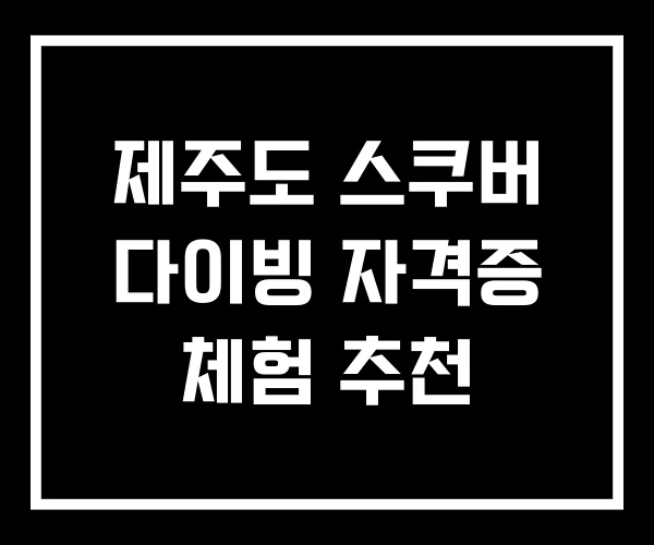 제주도 스쿠버 다이빙 자격증 체험 추천