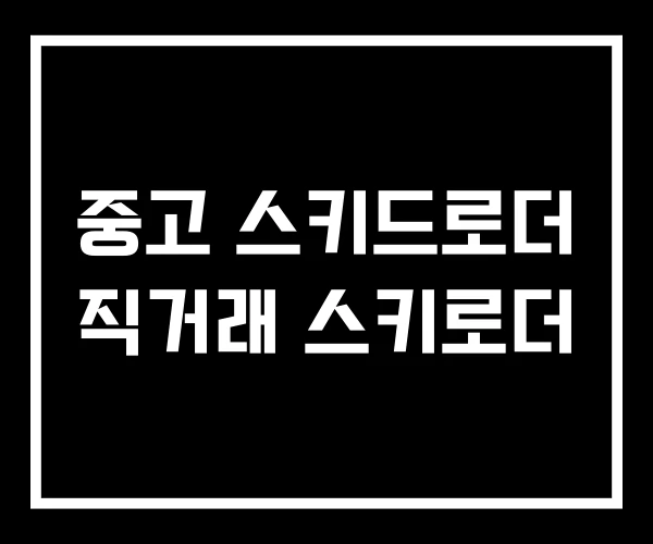 중고 스키드로더 직거래 스키로더