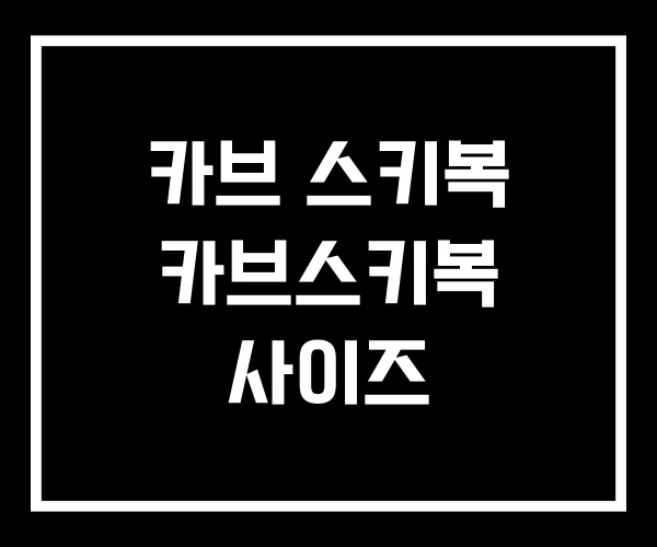 카브 스키복 카브스키복 사이즈