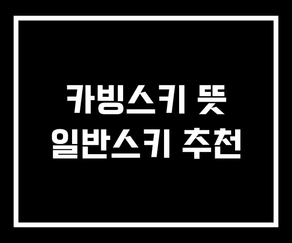 카빙스키 뜻 일반스키 추천